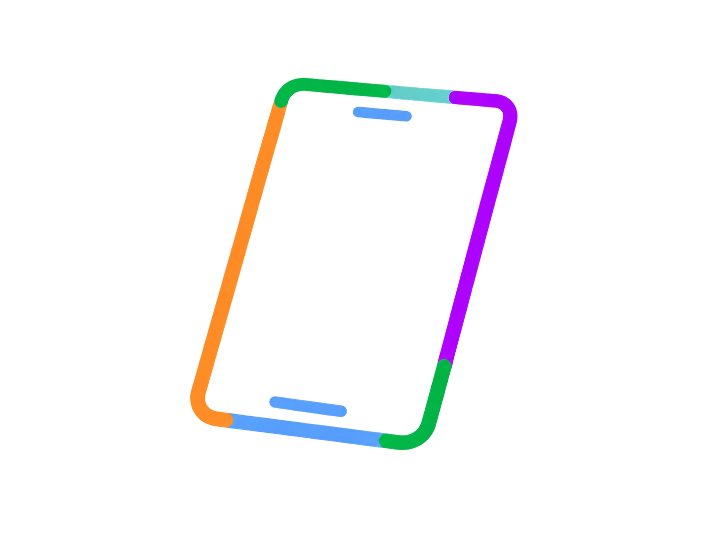 A phone outlined in colorful lines